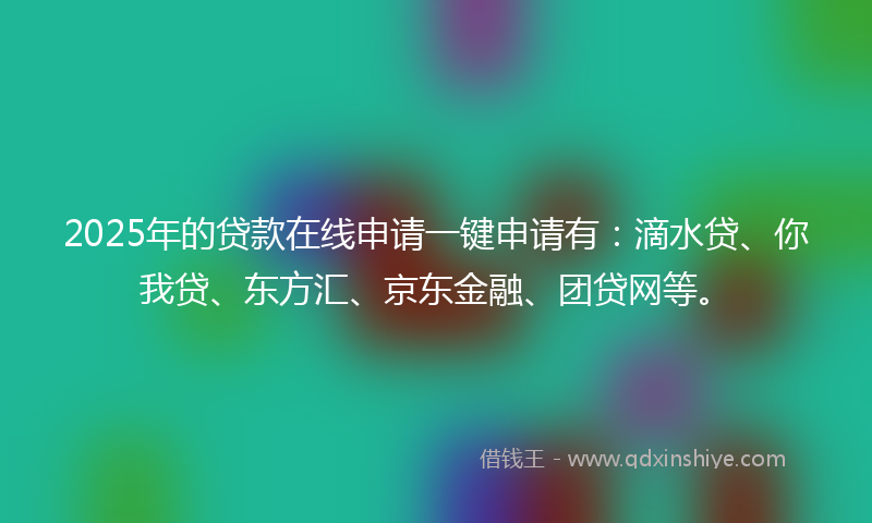 2025年的贷款在线申请一键申请有：滴水贷、你我贷、东方汇、京东金融、团贷网等。