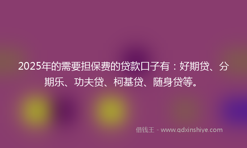 2025年的需要担保费的贷款口子有：好期贷、分期乐、功夫贷、柯基贷、随身贷等。