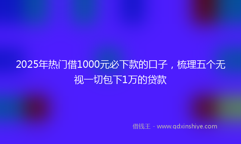 2025年热门借1000元必下款的口子，梳理五个无视一切包下1万的贷款
