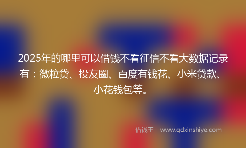 2025年的哪里可以借钱不看征信不看大数据记录有：微粒贷、投友圈、百度有钱花、小米贷款、小花钱包等。