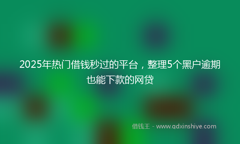 2025年热门借钱秒过的平台，整理5个黑户逾期也能下款的网贷