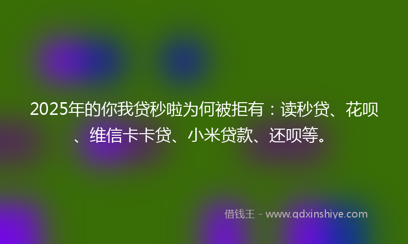 2025年的你我贷秒啦为何被拒有：读秒贷、花呗、维信卡卡贷、小米贷款、还呗等。