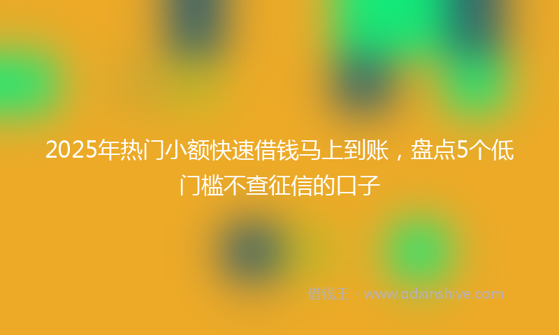 2025年热门小额快速借钱马上到账，盘点5个低门槛不查征信的口子