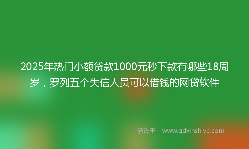 2025年热门小额贷款1000元秒下款有哪些18周岁，罗列五个失信人员可以借钱的网贷软件