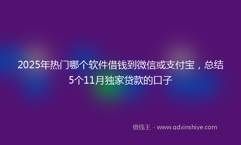 2025年热门哪个软件借钱到微信或支付宝，总结5个11月独家贷款的口子
