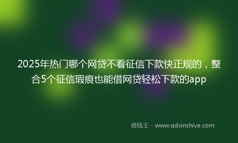 2025年热门哪个网贷不看征信下款快正规的，整合5个征信瑕疵也能借网贷轻松下款的app