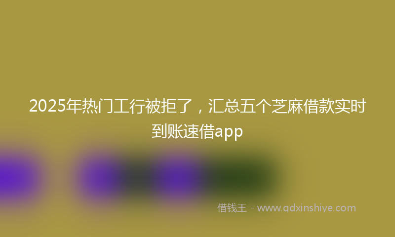 2025年热门工行被拒了，汇总五个芝麻借款实时到账速借app