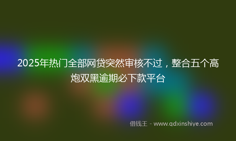 2025年热门全部网贷突然审核不过，整合五个高炮双黑逾期必下款平台