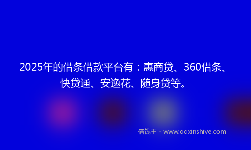 2025年的借条借款平台有：惠商贷、360借条、快贷通、安逸花、随身贷等。