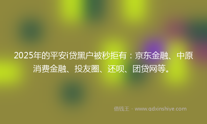 2025年的平安i贷黑户被秒拒有：京东金融、中原消费金融、投友圈、还呗、团贷网等。
