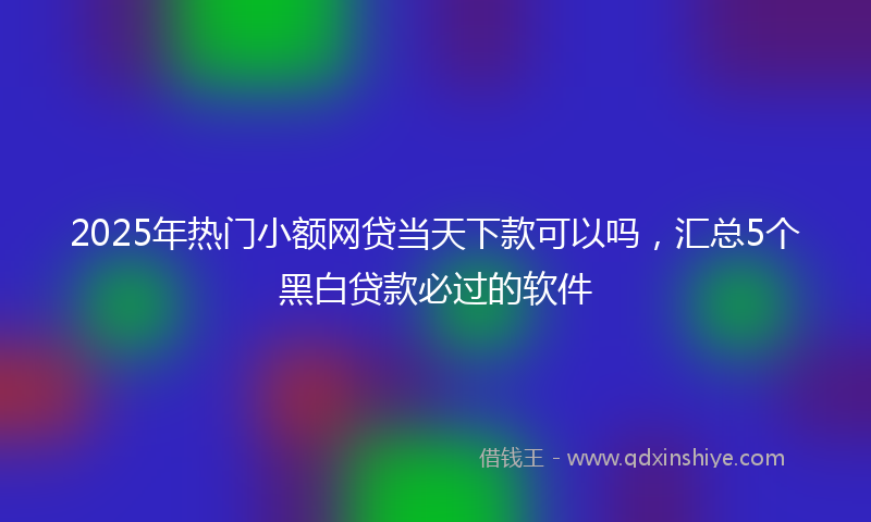 2025年热门小额网贷当天下款可以吗，汇总5个黑白贷款必过的软件