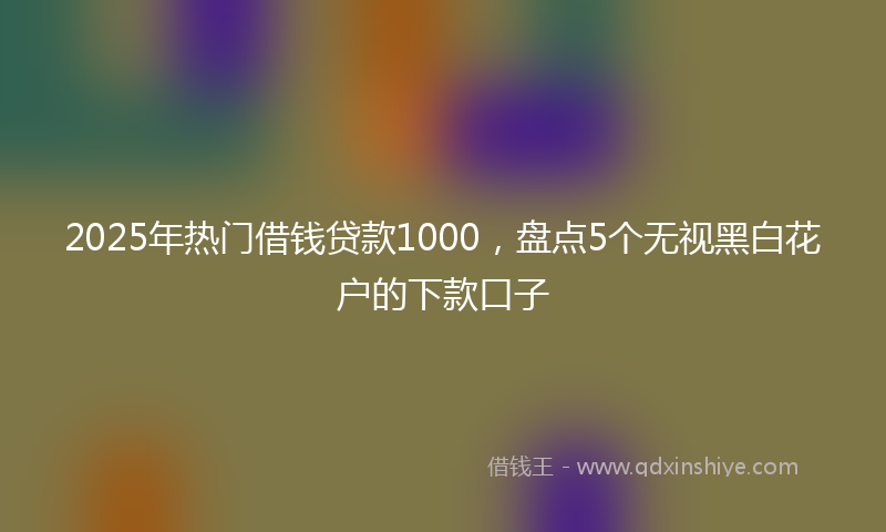 2025年热门借钱贷款1000，盘点5个无视黑白花户的下款口子