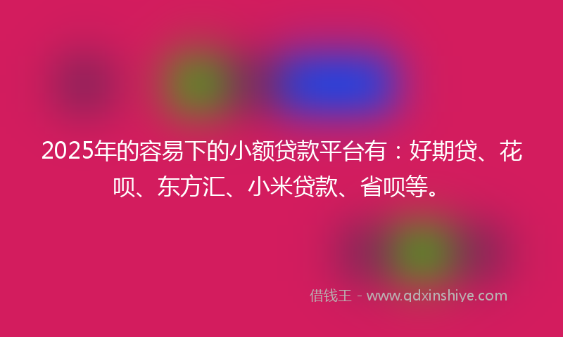 2025年的容易下的小额贷款平台有：好期贷、花呗、东方汇、小米贷款、省呗等。