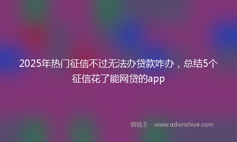 2025年热门征信不过无法办贷款咋办，总结5个征信花了能网贷的app