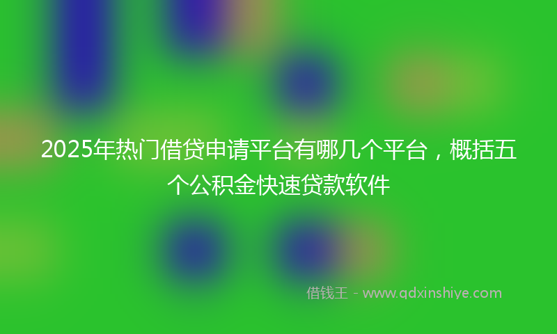 2025年热门借贷申请平台有哪几个平台，概括五个公积金快速贷款软件