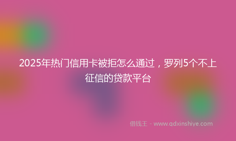 2025年热门信用卡被拒怎么通过，罗列5个不上征信的贷款平台