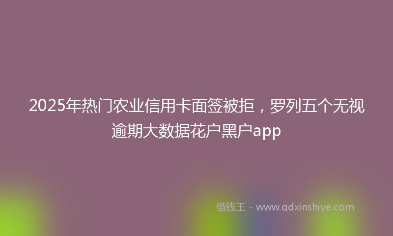2025年热门农业信用卡面签被拒，罗列五个无视逾期大数据花户黑户app