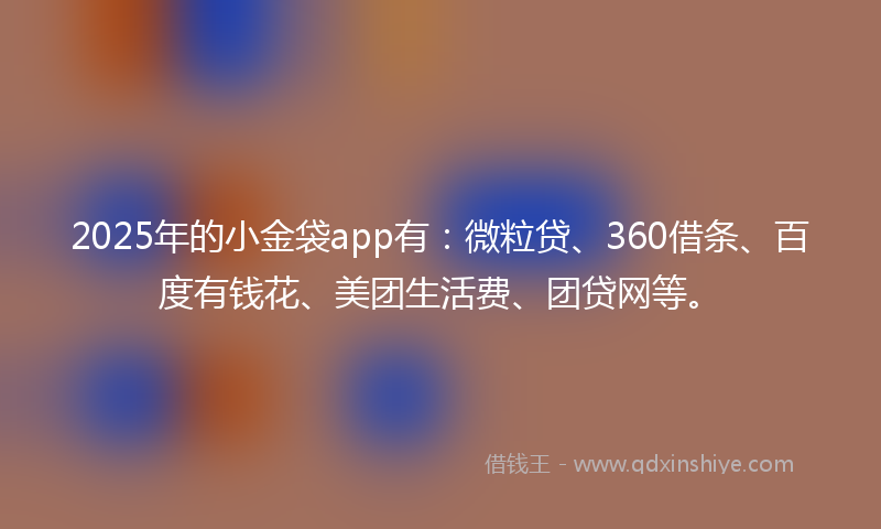 2025年的小金袋app有：微粒贷、360借条、百度有钱花、美团生活费、团贷网等。