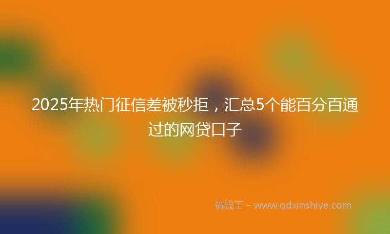 2025年热门征信差被秒拒，汇总5个能百分百通过的网贷口子