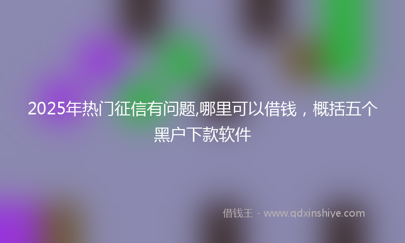 2025年热门征信有问题,哪里可以借钱，概括五个黑户下款软件