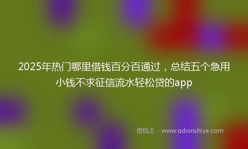 2025年热门哪里借钱百分百通过，总结五个急用小钱不求征信流水轻松贷的app
