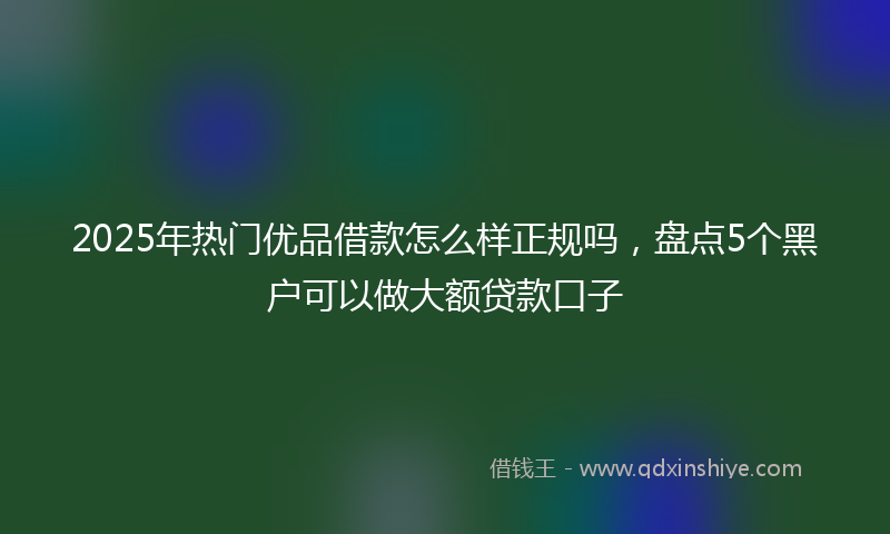 2025年热门优品借款怎么样正规吗，盘点5个黑户可以做大额贷款口子