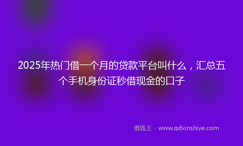 2025年热门借一个月的贷款平台叫什么，汇总五个手机身份证秒借现金的口子