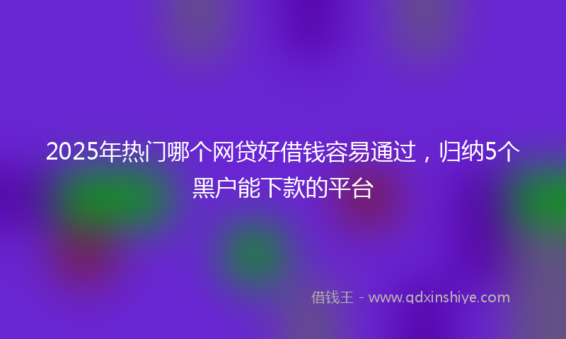 2025年热门哪个网贷好借钱容易通过，归纳5个黑户能下款的平台