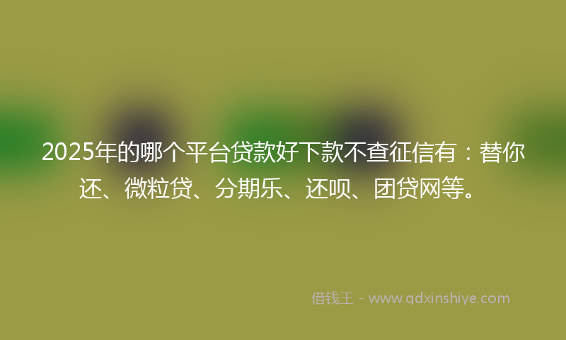 2025年的哪个平台贷款好下款不查征信有：替你还、微粒贷、分期乐、还呗、团贷网等。