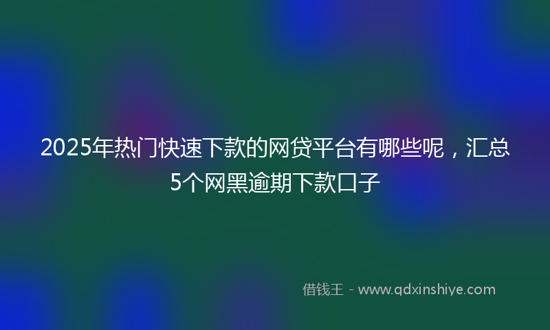 2025年热门快速下款的网贷平台有哪些呢，汇总5个网黑逾期下款口子