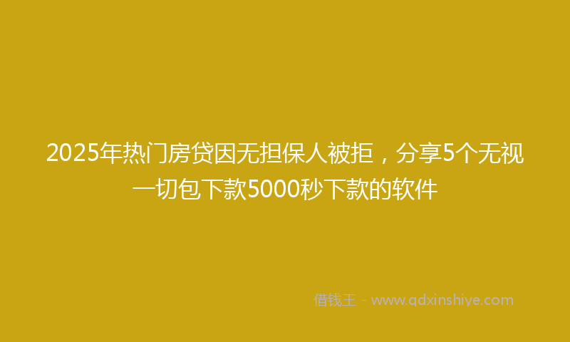2025年热门房贷因无担保人被拒，分享5个无视一切包下款5000秒下款的软件