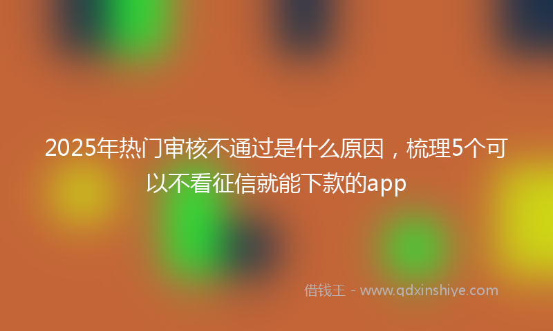 2025年热门审核不通过是什么原因，梳理5个可以不看征信就能下款的app