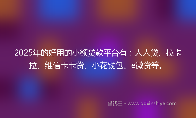 2025年的好用的小额贷款平台有：人人贷、拉卡拉、维信卡卡贷、小花钱包、e微贷等。
