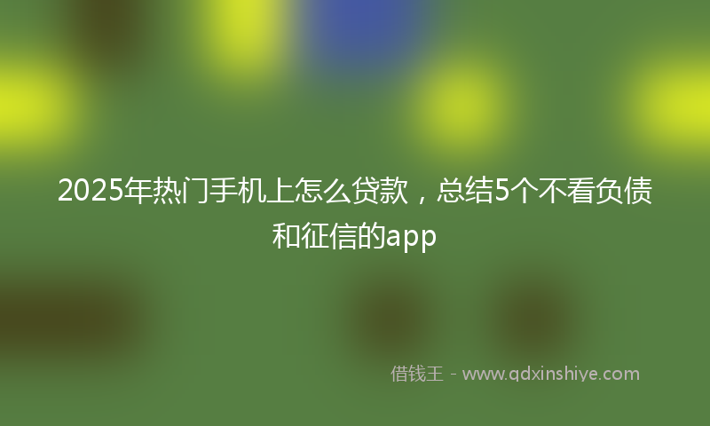 2025年热门手机上怎么贷款，总结5个不看负债和征信的app