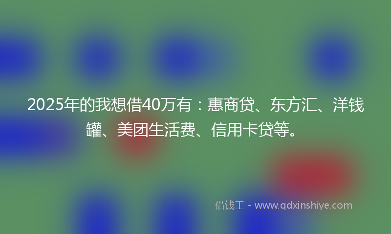 2025年的我想借40万有：惠商贷、东方汇、洋钱罐、美团生活费、信用卡贷等。