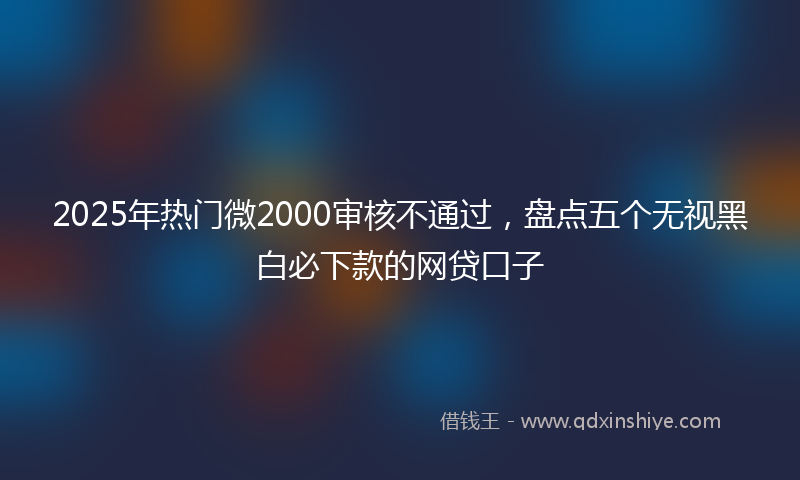 2025年热门微2000审核不通过，盘点五个无视黑白必下款的网贷口子
