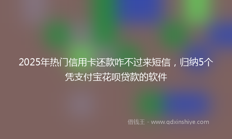 2025年热门信用卡还款咋不过来短信，归纳5个凭支付宝花呗贷款的软件