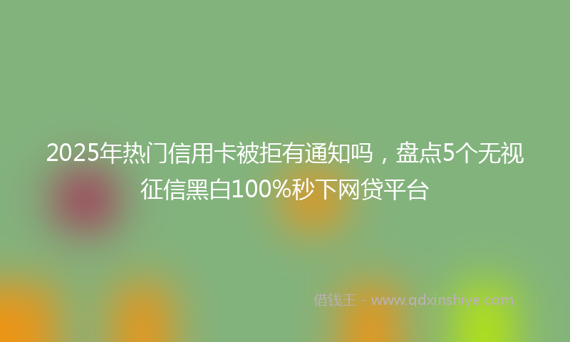 2025年热门信用卡被拒有通知吗，盘点5个无视征信黑白100%秒下网贷平台