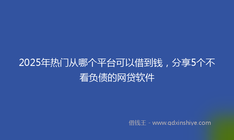 2025年热门从哪个平台可以借到钱，分享5个不看负债的网贷软件