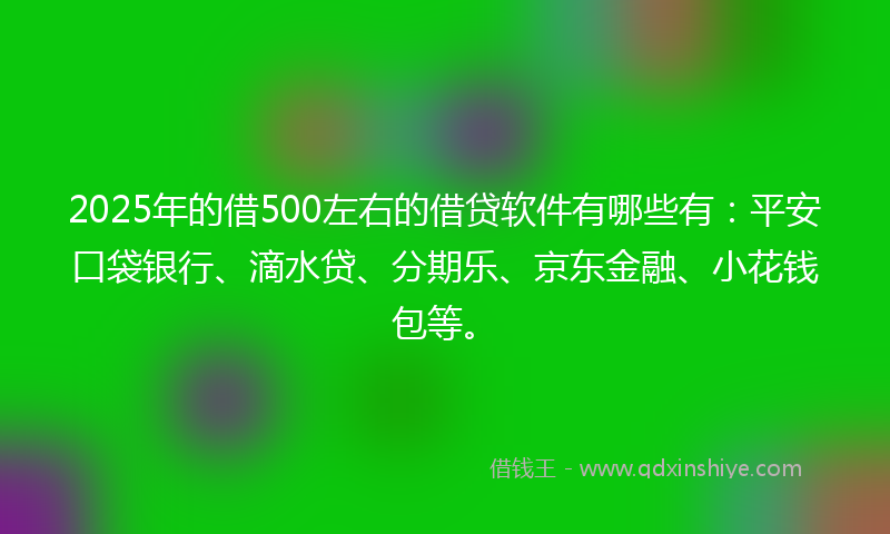 2025年的借500左右的借贷软件有哪些有：平安口袋银行、滴水贷、分期乐、京东金融、小花钱包等。