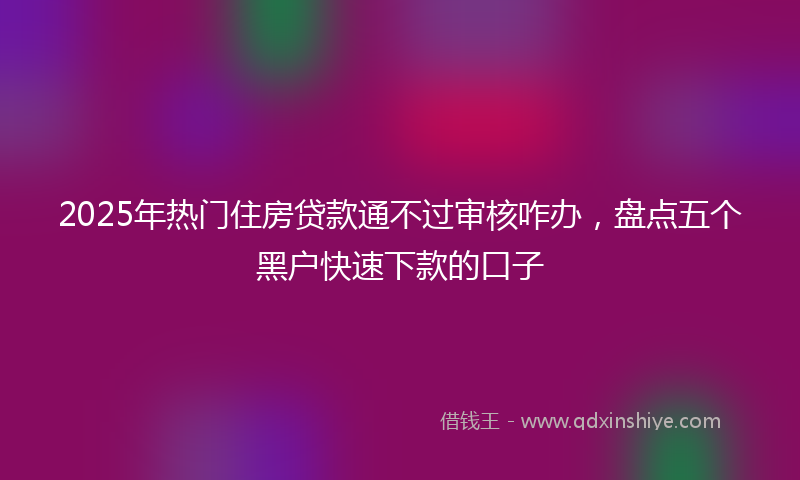 2025年热门住房贷款通不过审核咋办，盘点五个黑户快速下款的口子