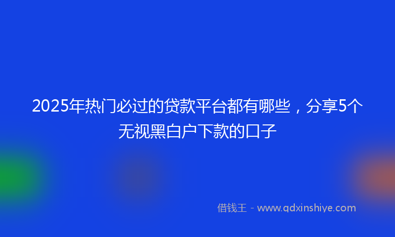 2025年热门必过的贷款平台都有哪些，分享5个无视黑白户下款的口子