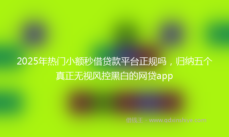 2025年热门小额秒借贷款平台正规吗，归纳五个真正无视风控黑白的网贷app