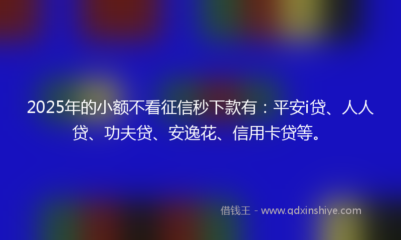 2025年的小额不看征信秒下款有：平安i贷、人人贷、功夫贷、安逸花、信用卡贷等。
