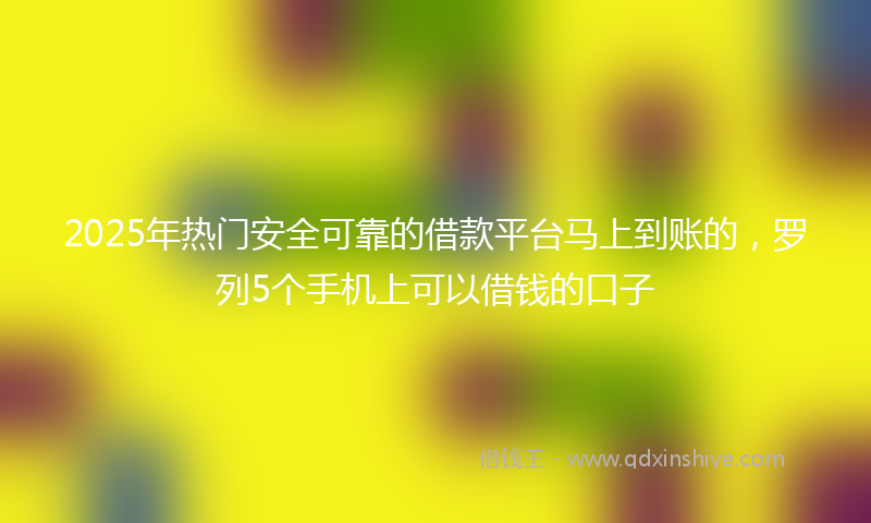 2025年热门安全可靠的借款平台马上到账的，罗列5个手机上可以借钱的口子