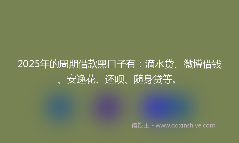 2025年的周期借款黑口子有：滴水贷、微博借钱、安逸花、还呗、随身贷等。