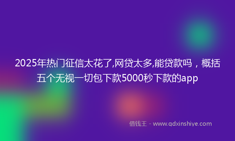 2025年热门征信太花了,网贷太多,能贷款吗，概括五个无视一切包下款5000秒下款的app