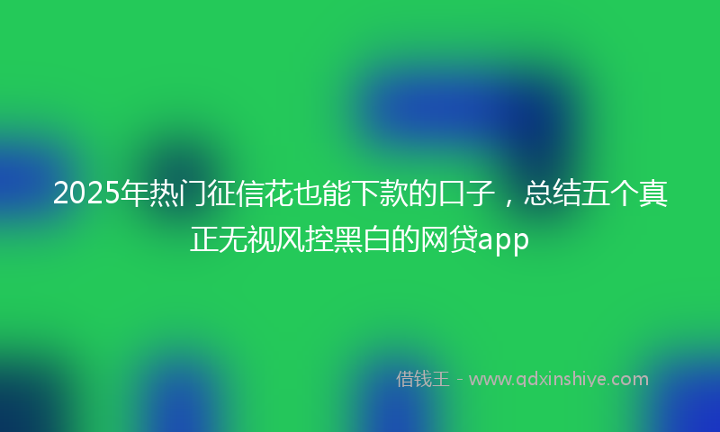 2025年热门征信花也能下款的口子，总结五个真正无视风控黑白的网贷app