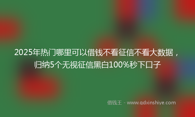 2025年热门哪里可以借钱不看征信不看大数据，归纳5个无视征信黑白100%秒下口子