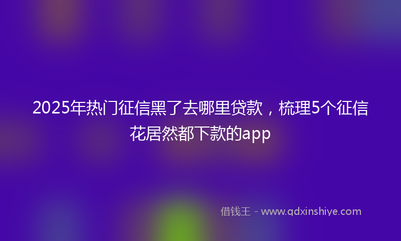 2025年热门征信黑了去哪里贷款，梳理5个征信花居然都下款的app